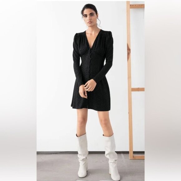 & Other stories Leo Jacquard Fitted Mini Dress size 0 - Picture 2 of 16